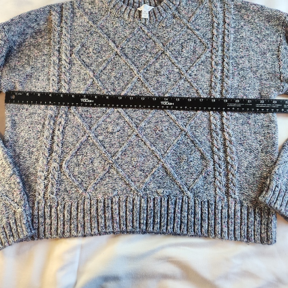 TIME & TRU Pullover Sweater Girl's XL (16-18) Gray Geometric - Picture 5 of 6